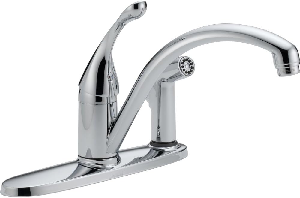 Delta Faucet 340-DST Collins Single Handle Kitchen with Integral Spray, Chrome, 3.00 x 13.00 x 23.00 inches
