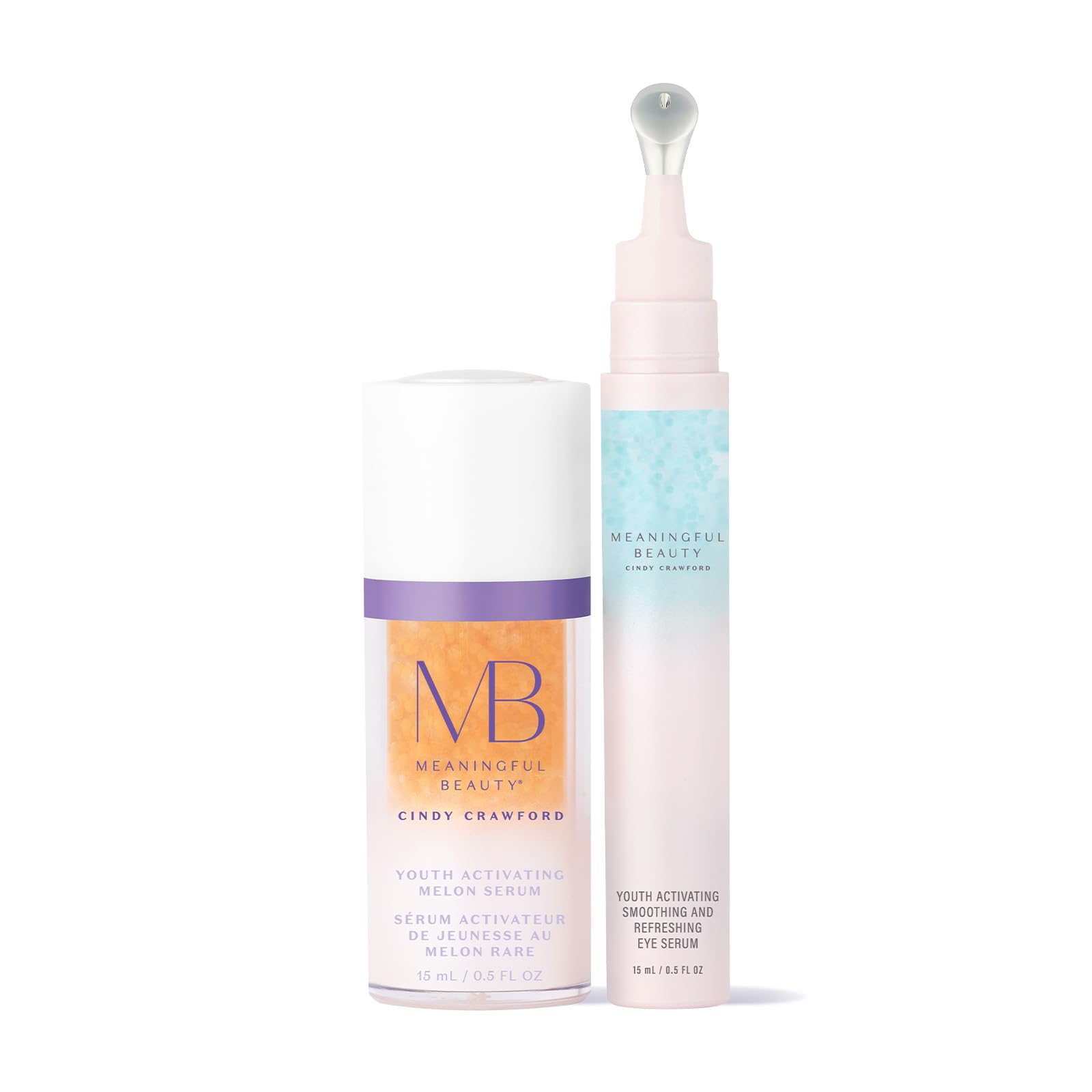 Meaningful Beauty Youth Activating Melon Serums Duo, Hydrating Face Serum & Eye Anti Aging Skin Care for Women, 0.5 Fl Oz Each