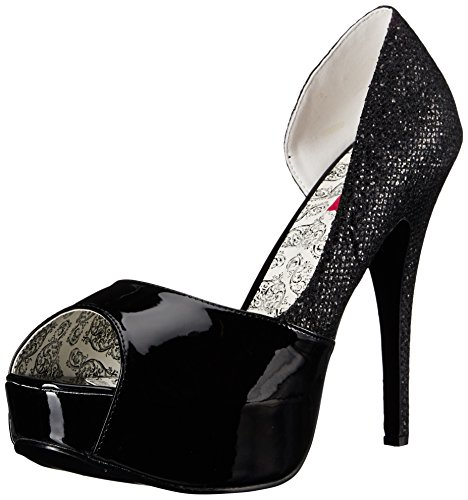 Pleaser Pink Label Women's Tee41w/b-Mcg D'Orsay Pump, Black Patent-Multi Glitter, 14 M US
