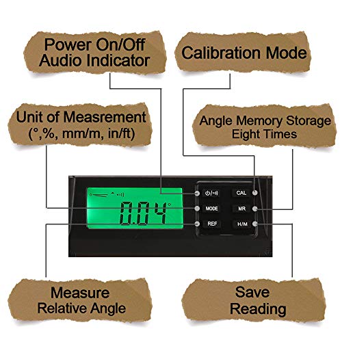 24-Inch Digital Torpedo Level and Protractor | Neodymium Magnets | Bright LCD Display | IP54 Dust/Water Resistant smart level with Carrying Bag
