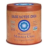 Blue Lotus Chai - Mandarin Flavor Masala Chai - Makes 100 Cups - 3 Ounce Masala Spiced Chai Powder with Organic Spices - Instant Indian Tea No Steeping - No Gluten