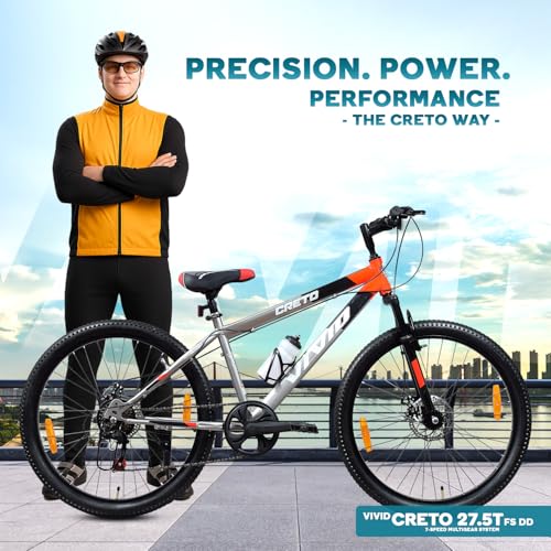 Image of Leader Vivid Creto 27.5T Multispeed 7 Speed Cycle for Men with Front Suspension & Dual Disc Brakes |Gear Bicycle for Boys & Girls | Ideal for 15 + Years (Frame: 19 Inches)