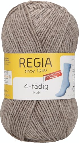 REGIA 4-fädig Uni 9801276-02070 wood streaked Handstrickgarn, Sockengarn, 50g Knäuel