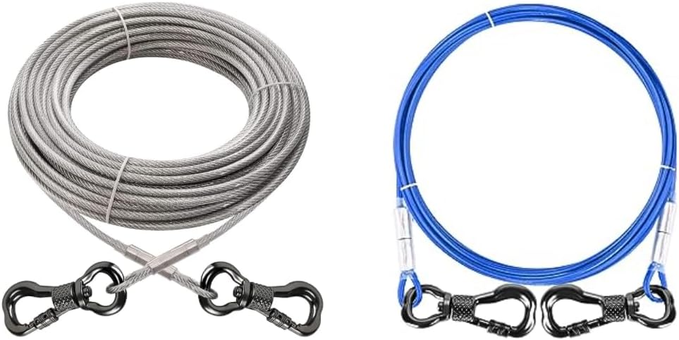 XiaZ 200 ft Dog Tie Out Run Trolley Cable, XiaZ Dog Tie Out Cable 10 FT