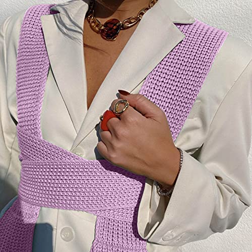Image of JUMISEE Women's Sexy Wrap Around Strappy Crop Top Knit Multi Wear Sweater Tank Tops Sleeveless Bandage Vest
