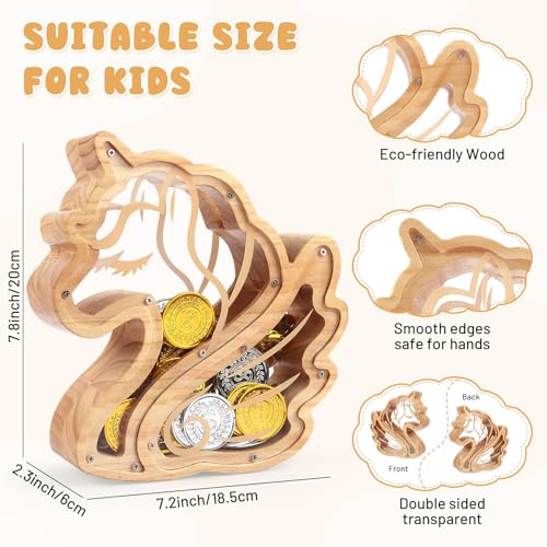 23% Off Foyucool Wooden Unicorn Piggy Bank for Kids - Image 3