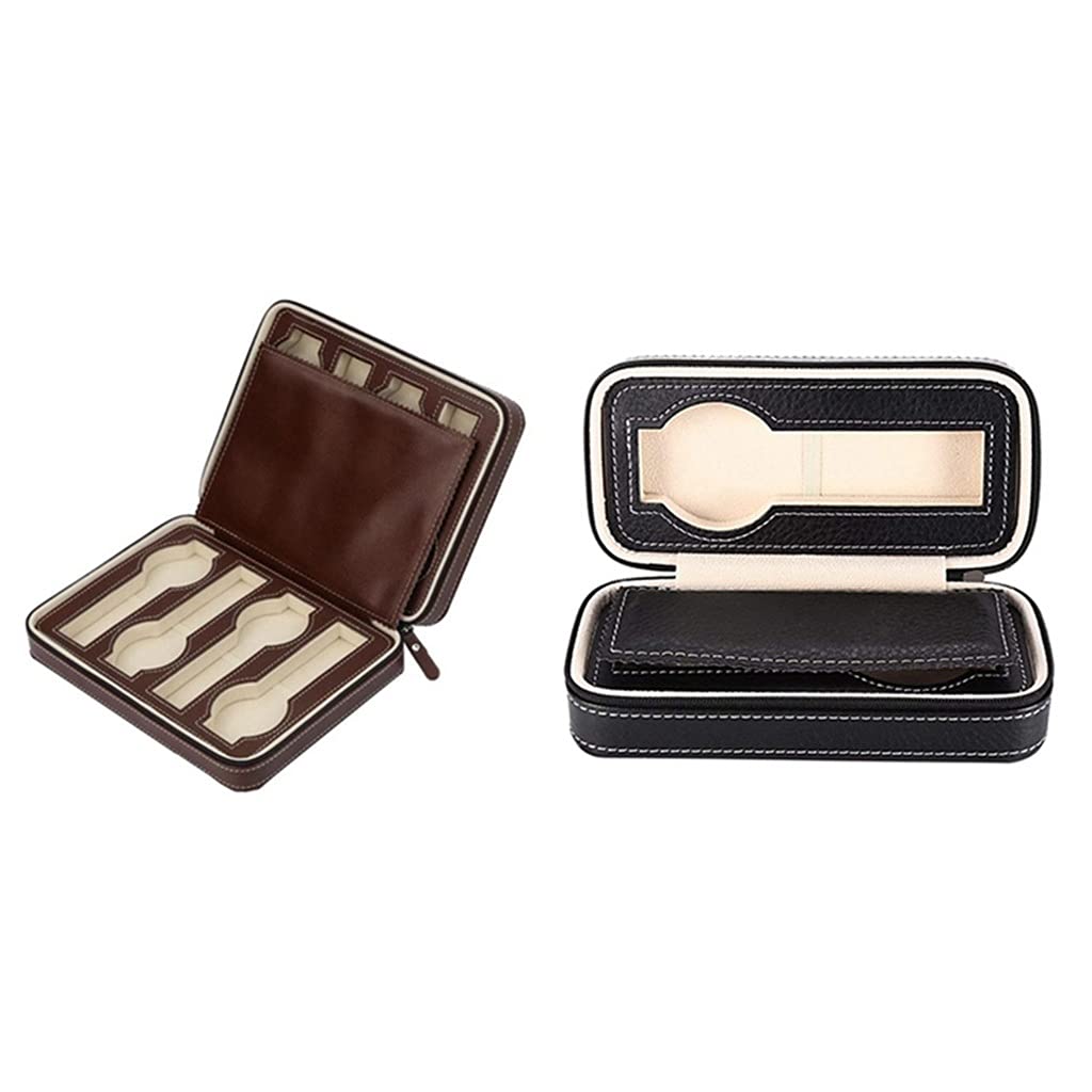 Grilles PU cuir montre de voyage écrin de rangement raffiné zipper
