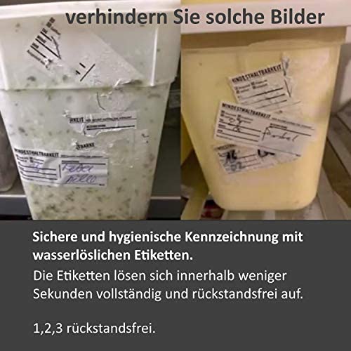 Étiquettes de stockage sec | 70 x 35 mm sur un rouleau (rouleau en vrac) | 500 étiquettes | soluble dans l'eau | autocollant | étiquettes de maison | inscriptions