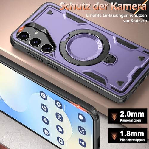 Image of for Samsung Galaxy S25 FE Case Magnetic with Stand, with Mag-Safe, with Screen Protector, Wireless Charging, Shockproof for Samsung S25 FE 5G Phone Case, Ring Holder Phone Cover, for Samsung S25 FE