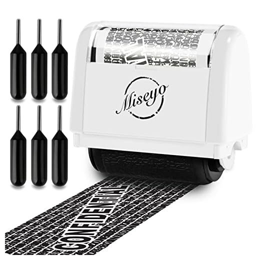 Miseyo Identity Theft Protection Roller Stamp Set - White (6 Refill Ink Incleded)