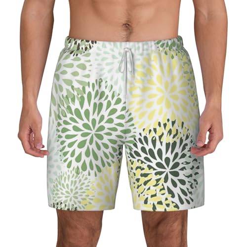 Petals Garden Leavesshort Swim Trunks with Waist Rope and Two Side Pockets Beach Shorts Bathing Suits for Men