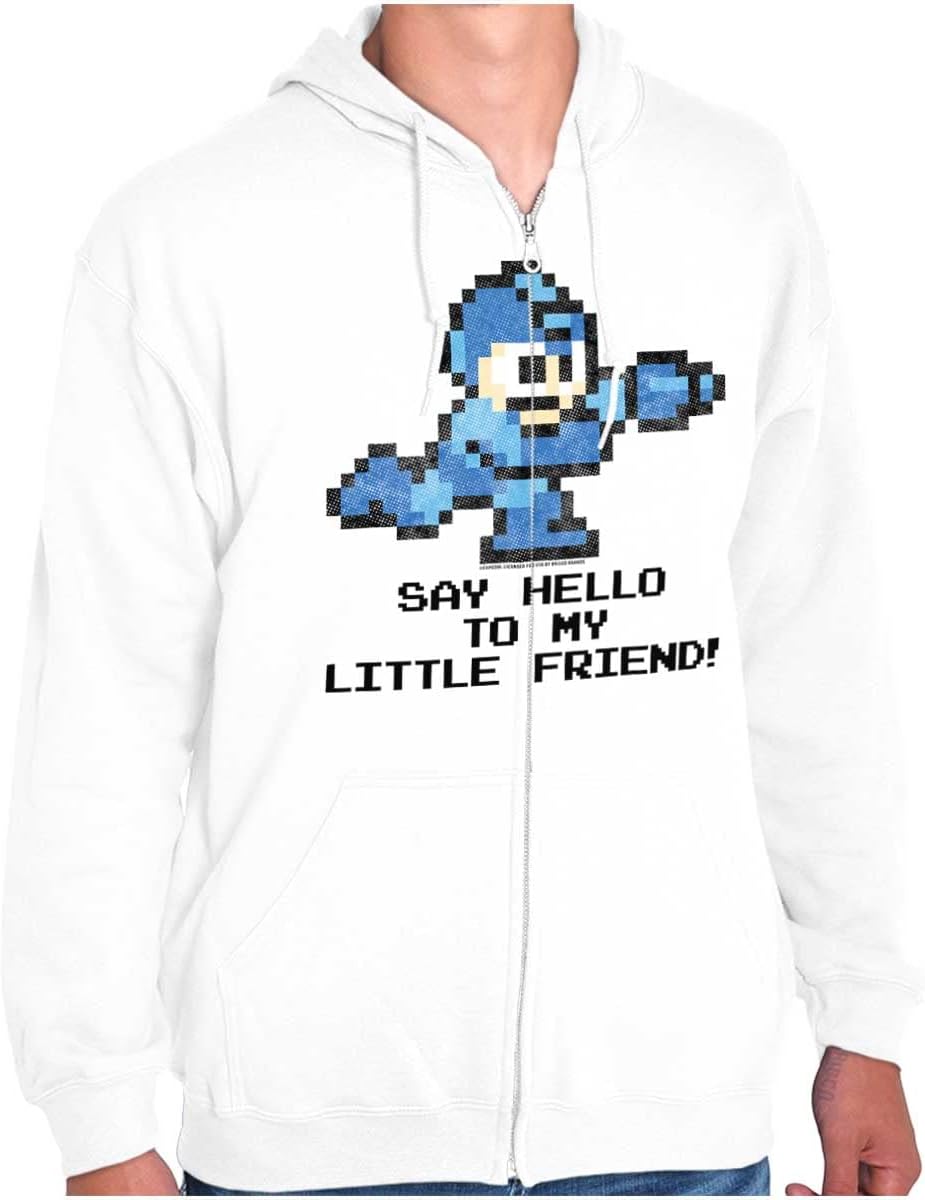Brisco Brands Mega Man Video Game 8bit Gaming Nerd Zip Up Hoodie Mens Womens