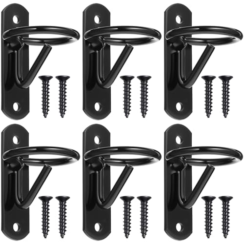 kenaeooe 6 Pack Heavy Duty Bucket Hooks for Horse Stalls Anti-Tip Metal Bucket Holder for Horse Feed and Water Stable Barn Fence Accessories with Screws, Black by kenaeooe - Used condition - US$11.39
