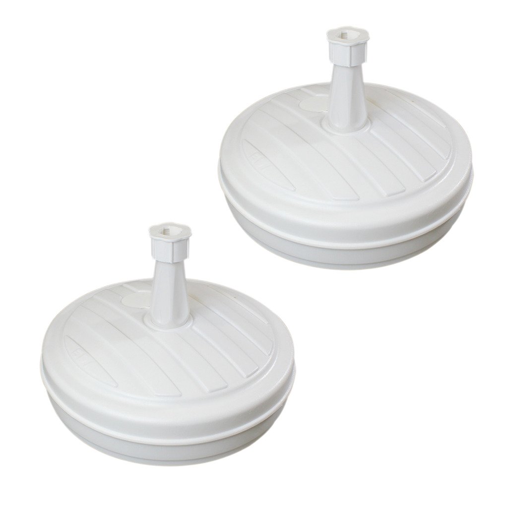 Pied de parasol en plastique pour jardin, plage, patio (2 x Blanc)