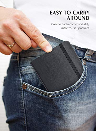 AISBUGUR 2 Stück Notizbuch A6 kleine Pocket Notizbuch 9 x 14 cm, Exekutive Hardcover Insgesamt 320 Seiten Dickes Papier Mit Innentaschen Mini Notizbücher (Schwarz)