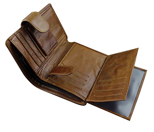 Men's Genuine Leather Biker Star Zipper Card/Money Chain wallet Purse3