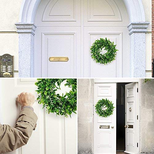 Adeeing Round Wreath Artificial Wreath Green Leaves for Door Wall Window Decoration - Wedding Party Christmas Décor - 11 Inches