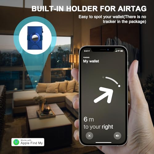 Image of TOYFID Minimalist Wallet for Men,Slim Wallet Compatible with AirTag,Card Holder Metal Wallet,Pop Up Wallet,Metal Card Holder,Quick Access Card,Rfid Blocking Protection,Hold 12+ Credit Cards (Blue)