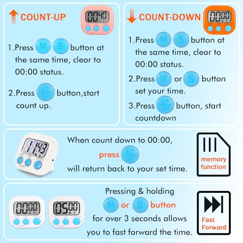 6 Pack Digital Timer for Kids Classroom,Kitchen Timers for Cooking - Image 4