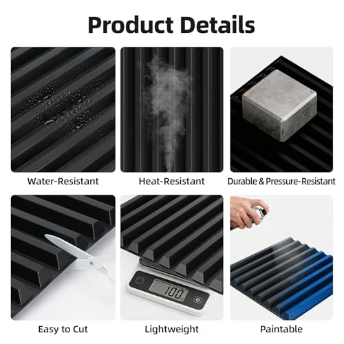 WADILE Wandpaneele 30x30cm – 3D PVC Wandverkleidung mit Schallschutz, wasserfest & pflegeleicht, inkl. doppelseitigem Klebeband, DIY Wandgestaltung für Wohnzimmer & Schlafzimmer, 30er Pack Schwarz