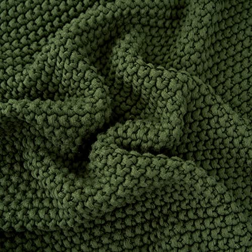 Longhui Bedding Grobstrick-Überwurfdecke, leicht, olivgrün, 100% Bio-Baumwolle, Decke für Sofa, Couch, Bett, Baby, Kinderzimmer, rustikaler Shabby-Chic-Stil, modernes Bauernhaus, 129,5 x 160 cm,