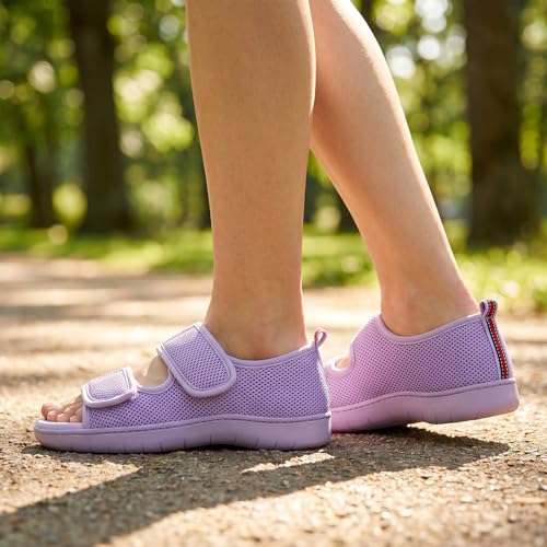 Image of Women's Slippers with Arch Support, Adjustable Open Toe Shoes for Diabetic