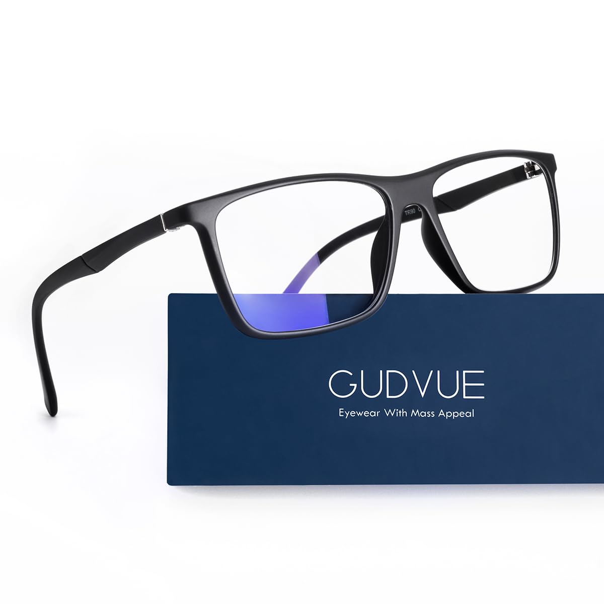 GUDVUE Blue Light Glasses for Men Rectangle Computer Glasses Gaming Eyeglasses, Black
