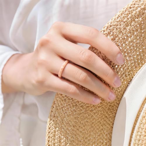 Image of Egnaro Silicone Wedding bands women, Stackable Silicone Ring style