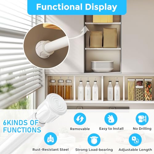 Image of AIZESI 4PCS Small Spring Tension Curtain Rod 8 to 12 Inch, Mini DIY Tension Rods No Drill for Slim Window Sidelights, White