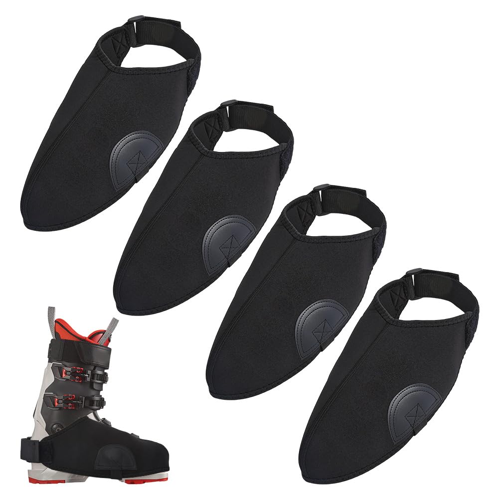 PH PandaHall 4pcs Couvre Chaussures de Ski Noirs Universels Imperméables avec Sangles D'Orteils Amovibles pour Le Ski Le Snowboard et Les Sports d'hiver