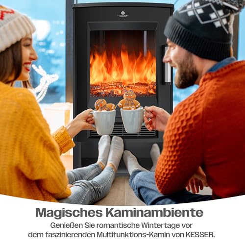 LED Kamin Kesser Elektrokamin mit Heizung und Panorama Sichtfenster
