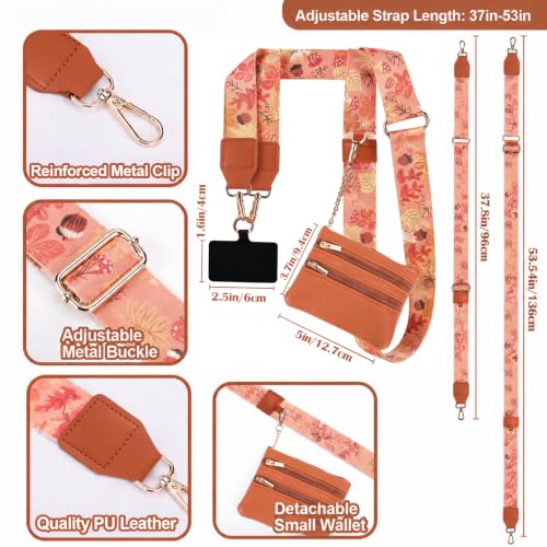 Image of XANGNIER Clip and Go Strap for Phone with Wallet Crossbody,Multicolor 32 | Cell Phone Lanyard with Zippered Purse,Anti Theft Cross Body Lanyard for Women /Teacher,Cellphone Wrist Chain Accessories