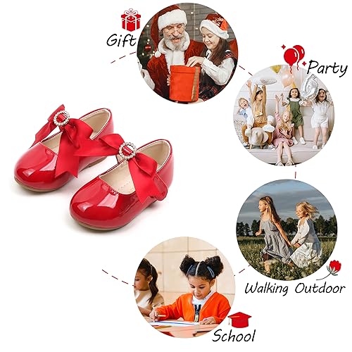 Image of PHIRAMIN Toddler Flower Girl Dress Shoes - Little Girl Mary Janes Flats Wedding