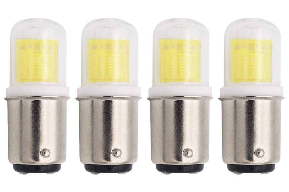GLMINGBa15d Led Bulb 2.5Watt 1511 COB Light Double Contact Bayonet Base Glass Cover DC12V 25Watt Halogen Bulbs Replacement Bulbs Cool White Pack of 4