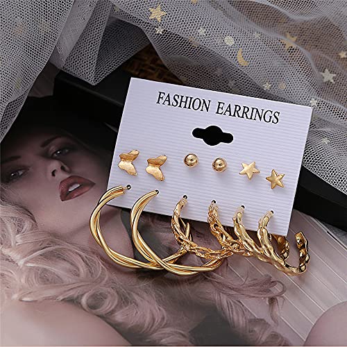 Image of Shining Diva Fashion Stylish Combo Design 6 Pairs Metal Earrings for Women and Girls (F12787er)