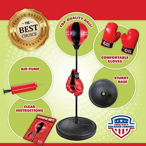 Sportsvelt Punching Bag For Kids And Boxing Equipment, Comes With 45" Adjustable Standing Base, Boxing Gloves For Kids, Hand Pump, Ideal Punching Bag For Kids, Perfect Kids Punching Bag 8-12 Kids-2023 #TOP5