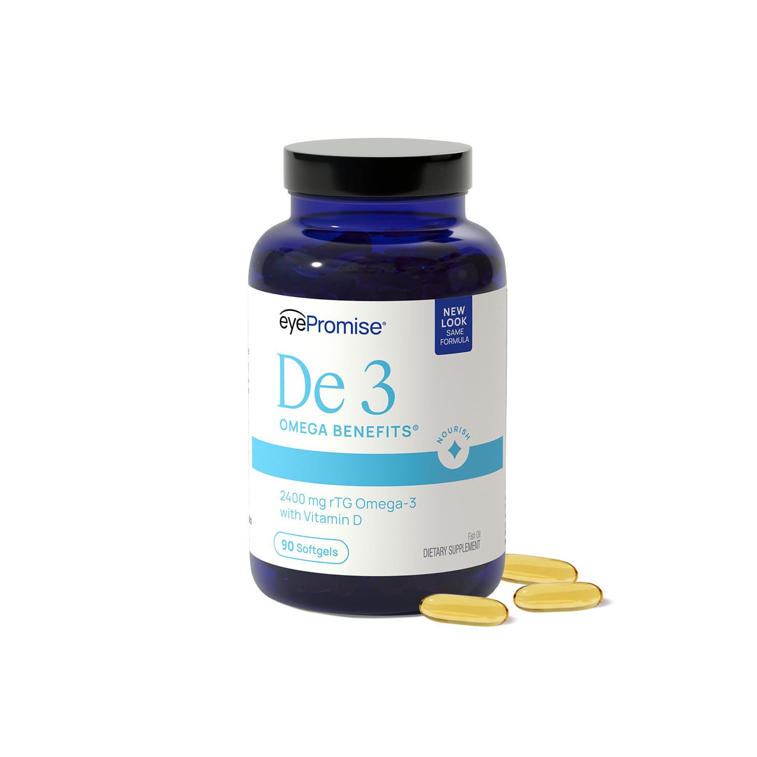 De3 Occasional Eye Dryness rTG Omega 3 Supplement, 90 Count, 30-Day Supply 90 Count (Pack of 1)