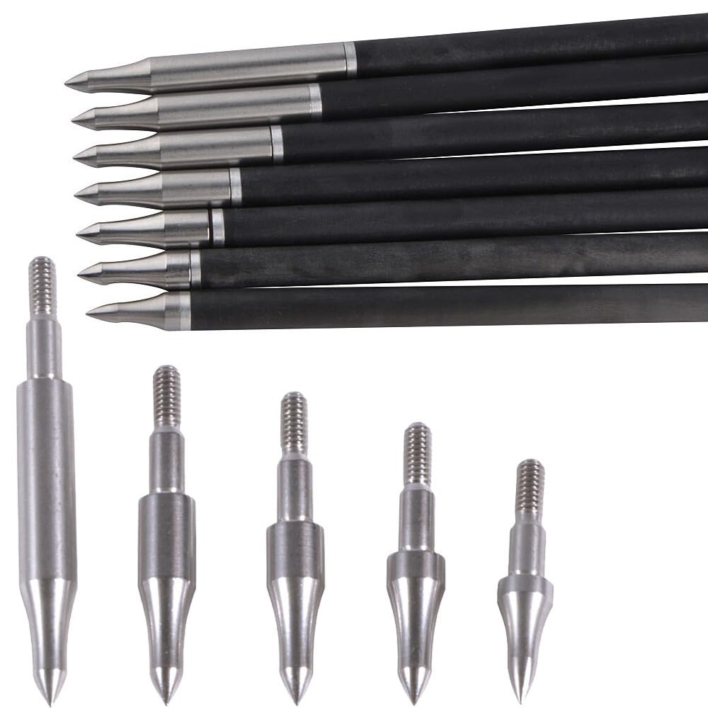 wolfman 12X Archery 75-300Grain Field Points Steel Practice Arrow Tips Target (200 Grain)