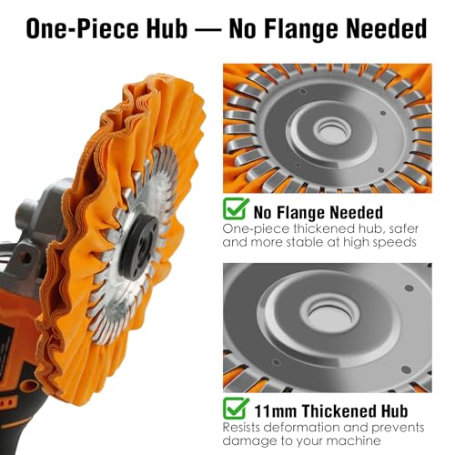 Image of 2PCS 8 inch Airway Buffing Wheel with 5 /8 inch Arbor Flange-Free Hub,Orange Buffing Wheels for Angle Grinder, All-Purpose Polishing Wheels for Aluminum Wheels Stainless Steel and Metal Finishing