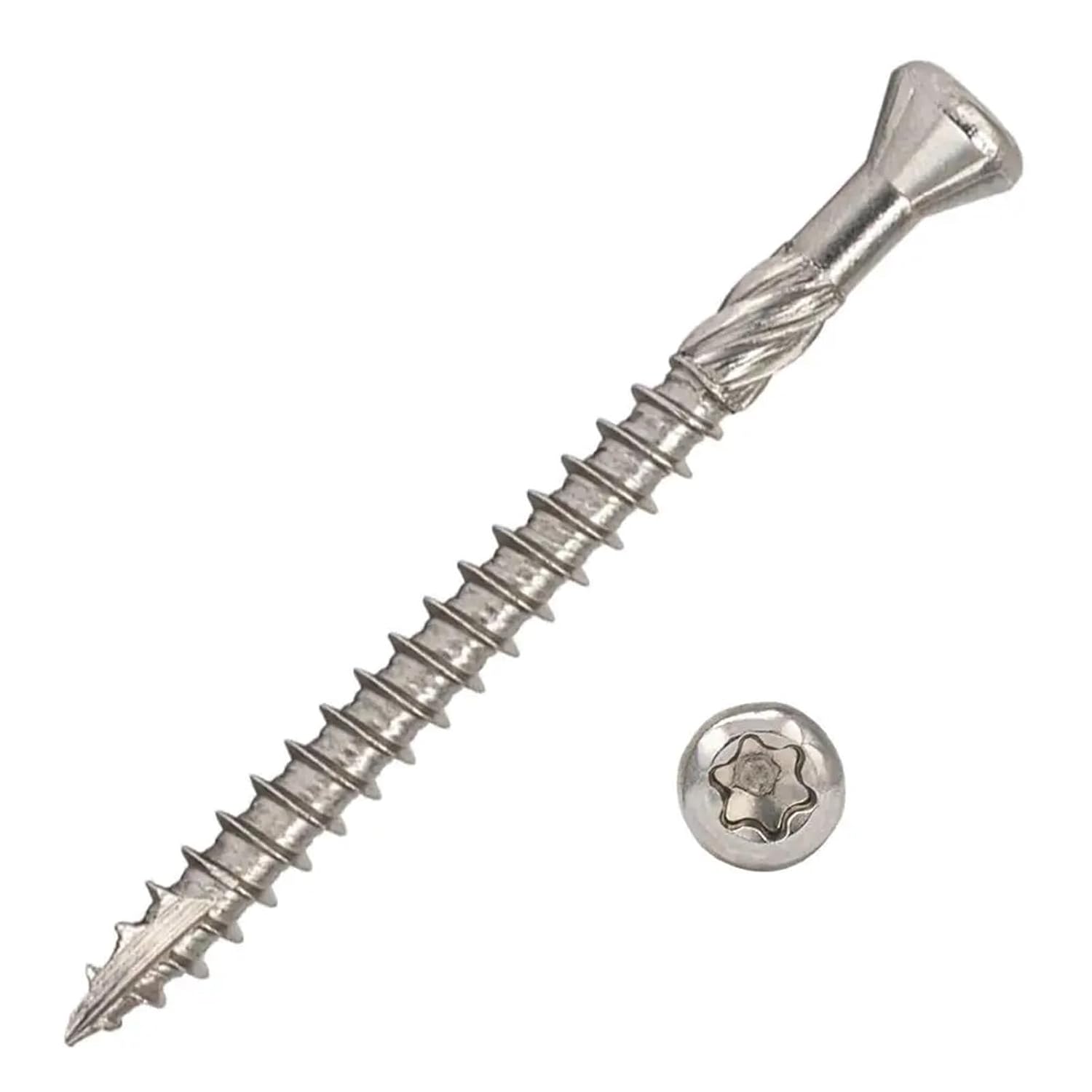 304 Stainless Steel T25 Star Drive Flat Head Wood Screws 2Lots M5 50mm 60mm