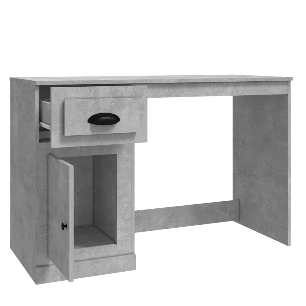 Scrivania Porta PC Grigio Cemento 115x50x75 cm Legno | Mobile compatto con scomparto per organizzare lo studio o camera da letto. Include accessori di fissaggio.