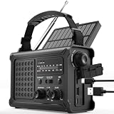 ROCAM 12000mAh Notfallradio mit Kurbel und Solar, Camping Radio mit AM/FM