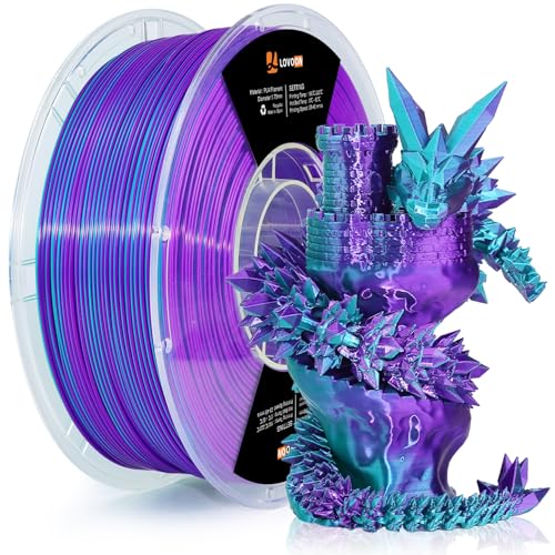 Image of LOVOON 3D Printing Filament PLA Silk Multicolor PLA Filament 1.75mm DualColor Change by Angle Filament Fit Most 3D Printer& 3D Pen,Silk Teal /Dark Violet(Blue /Purple), 1KG(2.2lbs) /Spool