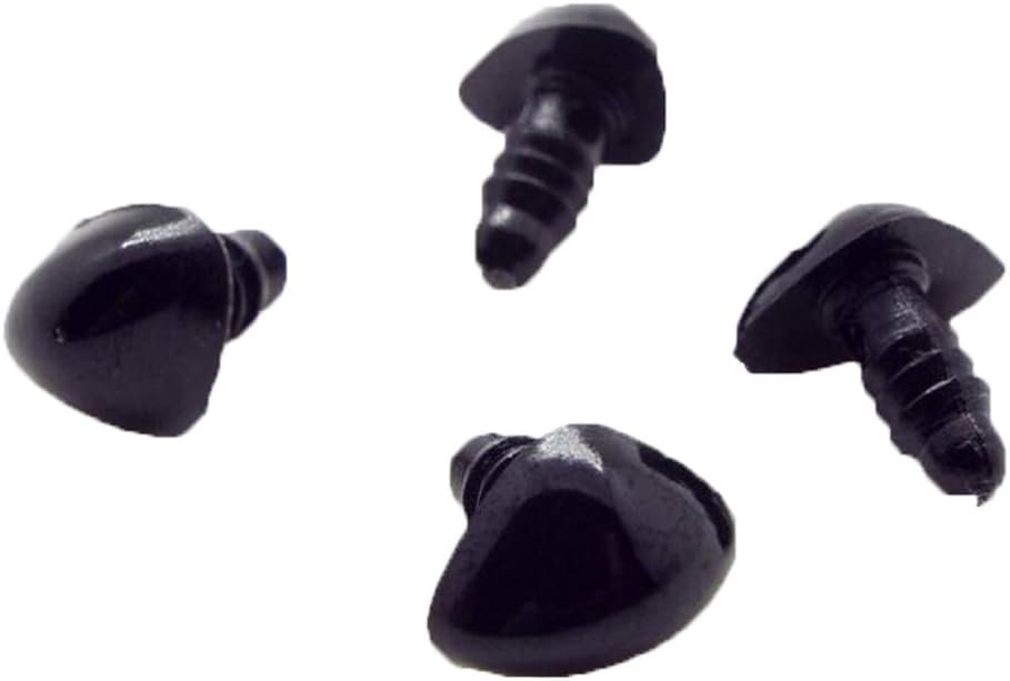 100 Pieces Plastic Triangle Nose Teddy Bear Doll Animal Puppet Crafting Nose Buttons with Washers(Black)(15×20mm)