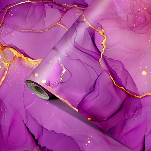 Papier peint marbre rose et dor&eacute; HOMETITUTE chic effet vinyle d&eacute;co
