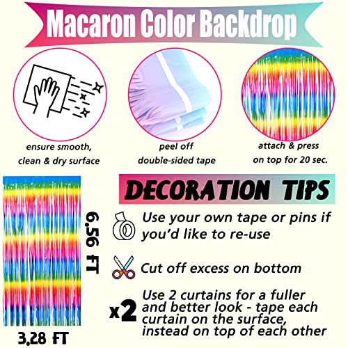 Image of 4 Pack Dark Rainbow Fringe Curtain Backdrop, 3.2Ft x 6.6Ft Metallic Tinsel Foil Fringe Streamers Background for Photo Booth Birthday Wedding Baby Shower Carnival Easter Mother's Day Party Decorations