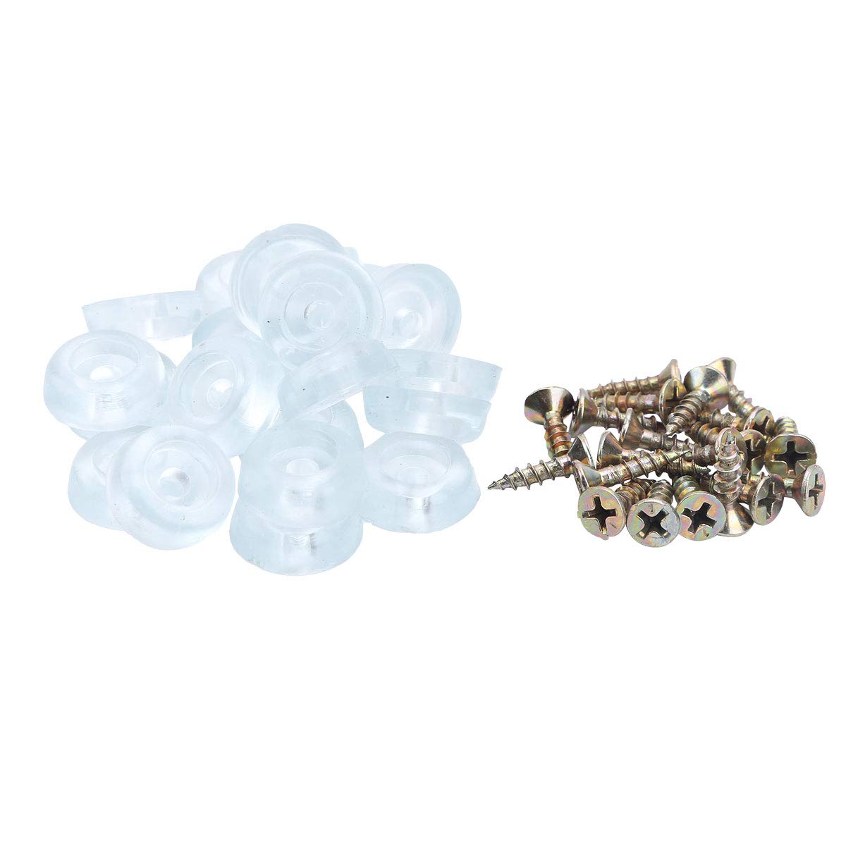 inhzoy 20 Pack Soft Non Slip Cutting Boards Rubber Feet Bumpers with Screws for Furniture Feet Pads Floor Table Desk Chair Protection Clear 0.28''H*0.75''D