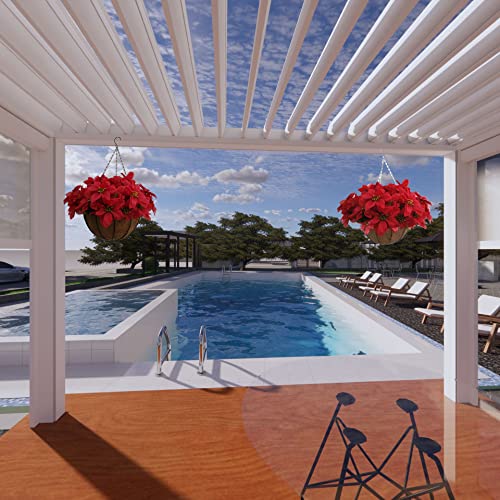 Flo-Mynse Hanging Basket Artificial Flowers Artificial Poinsettia Flowers For Garden Home Decoration (Red) #TOP6