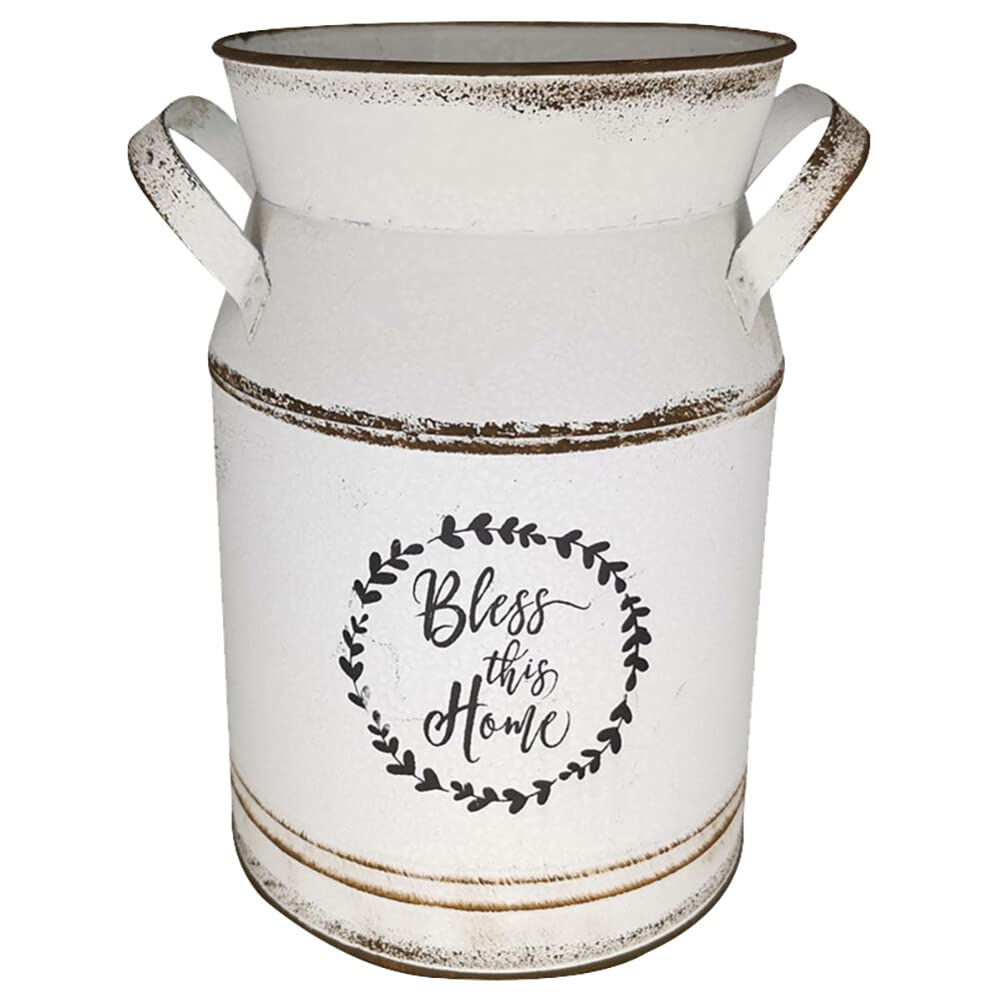 VASO DA FIORE in metallo rustico fattoria pianta vaso lattina latte zincato decorazione giardino