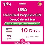USA eSIM 10 Days. Unlimited High-Speed Data, Local Calls & Texts in USA (Hawaii Included). No Need to Wait for Package!. Get eSIM Same Day via Email and Start Using Immediately !